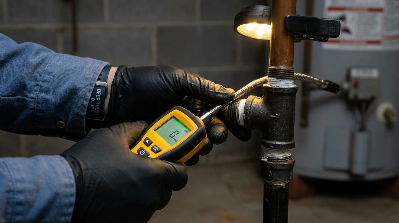 Gas leak detection with electronic sniffer by Johns Plumbing LLC in Houlton