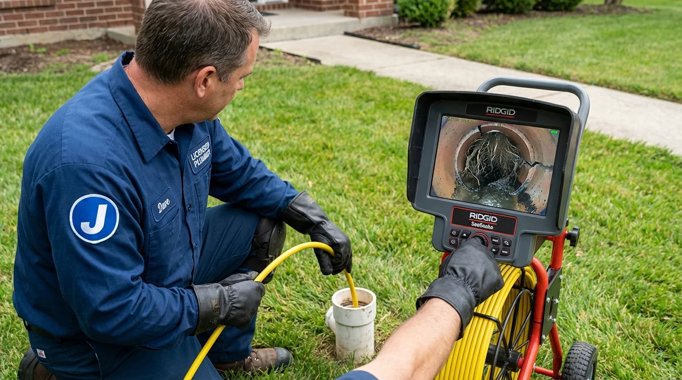 Sewer camera inspection being performed by Johns Plumbing LLC in Houlton